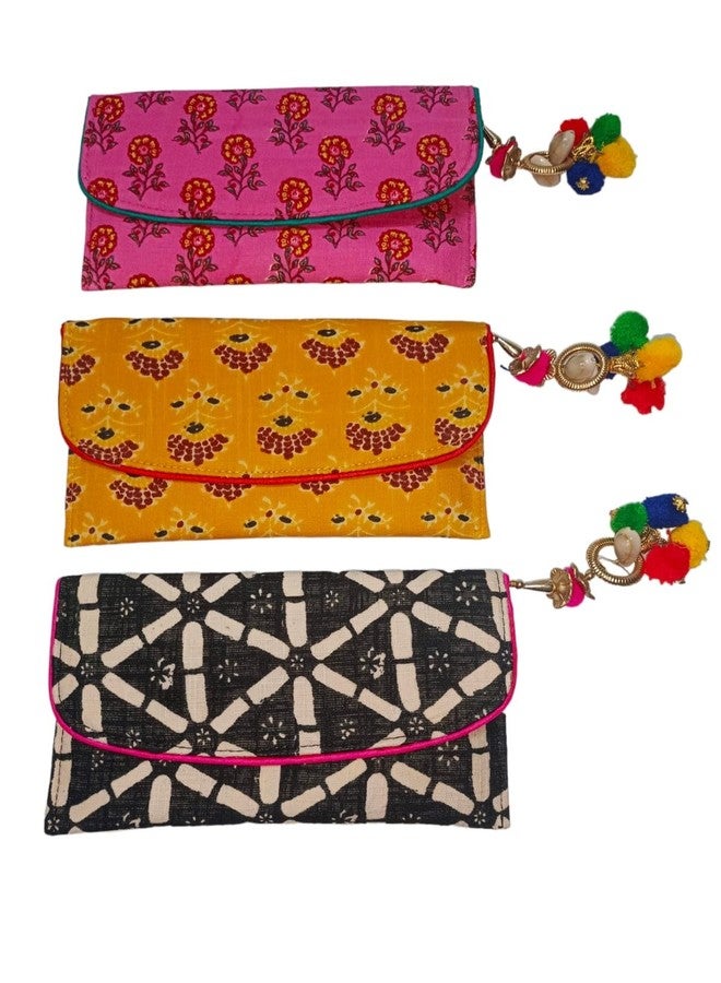 SWADEC IKKAT PRINT ENVELOPE PURSE CLUTCHES/HAND WALLETS/STYLISH PURSE FOR PARTIES & WEDDING CEREMONY FOR WOMEN & GIRLS (MULTICOLOUR),PACK OF 2 - Image 3